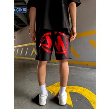 Leox Wear Minus Two Kırmızı Baskılı Unisex Şort