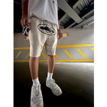 Leox Wear Corteiz Siyah Baskılı Unisex Bej Şort