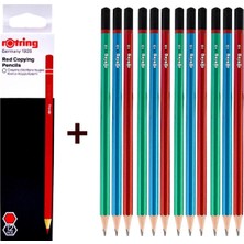 Rotring Mercanlı Kurşun Kalem 12 Li + Rotring Kırmızı Kopya Kalemi 12 Li