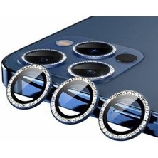 Miscase Iphone 12 Pro Max  Taşlı Kamera Lens Koruyucu Çerçeveli Koruyucu