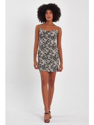 Alexander Gardi Askılı Degaje Yaka Mini Elbise (B23-00109)