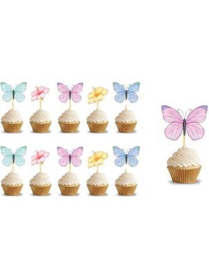 Kidspartim Makaron Renkli Kelebek Kürdan 10 Lu