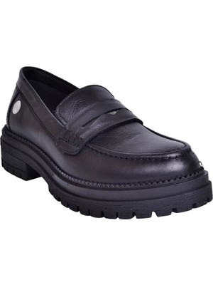 Mammamia D23KA-6075 Kadın Siyah Deri Ayakkabı