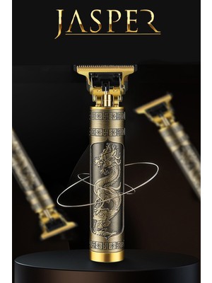 Jasper T-Bıçak Tıraş Makinesi Altın Renkli Metal Gövde ile 60 dk Kablosuz Kullanım Özelliği