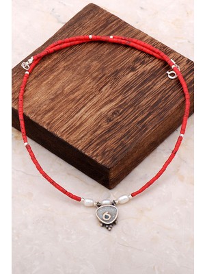 Sümer Telkari Doğal Taşlı Mozaik Işlemeli Gümüş Kolye 6824