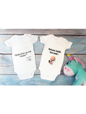 Tuğba Baby Özel Tasarım Patron Bebek Mekanın Sahibi Yeni Geldi Ikili Bebek Body Beyaz Badi Zıbın