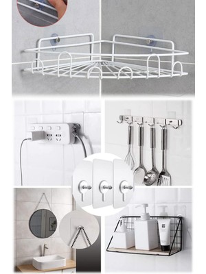 50 Adet Mutfak Banyo Vida Kanca Çıkartma Duvar Delmeden Yapışkanlı Çivi Vida As Duvar Tablo Çerçeve