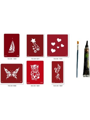 Airbrush Tattoo Anka Kedi Hint Kınasıyla Geçici Dövme Seti