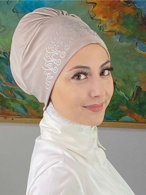 Butik Ambar Prenses Model Gümüş Taşlı Taş Rengi Bone