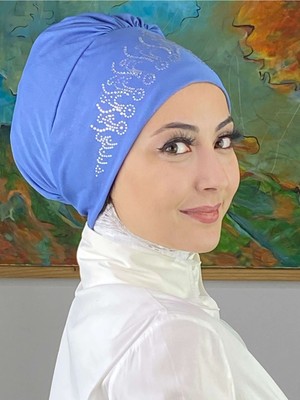 Butik Ambar Prenses Model Gümüş Taşlı Mavi Bone
