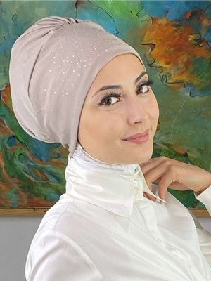 Butik Ambar Helezon Model Gümüş Taşlı Taş Rengi Bone