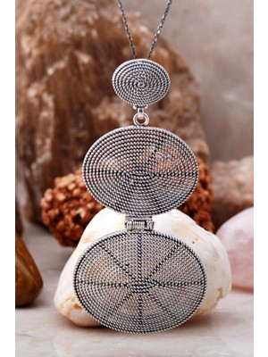 Sümer Telkari Telkari Işlemeli El Sarması Gümüş Kolye 6780