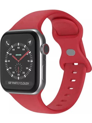 Wozlo Apple Watch 1, 2, 3, 4, 5, 6, 7, 8, Se Silikon Kordon Kayış - M-L Beden 38/40/41MM - Kırmızı