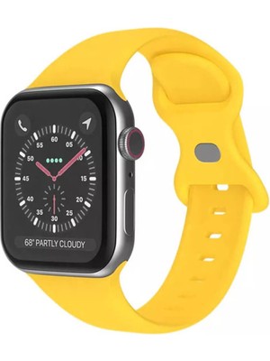 Wozlo Apple Watch 1, 2, 3, 4, 5, 6, 7, 8, Se Silikon Kordon Kayış - M-L Beden 38/40/41MM - Sarı