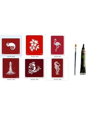 Bukalemun Deniz Atı Hint Kınasıyla Geçici Dövme Seti