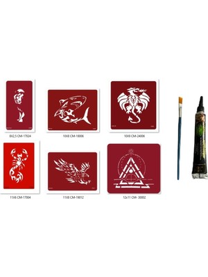 Shark Dragon Hint Kınasıyla Geçici Dövme Seti