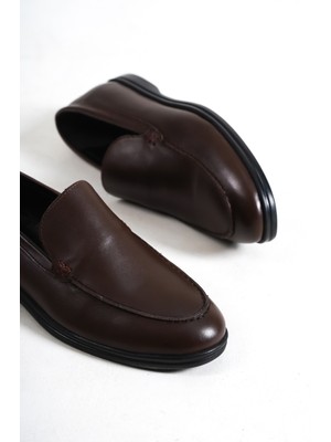 Mubiano 22103D-K Kahverengi Hakiki Deri Ince Taban Erkek Loafer & Günlük Ayakkabı