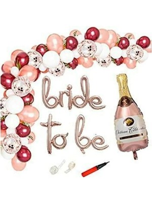 Bkmc Bride To Be Folyo Balon Şampanya Folyo Balonlu Zincir Set Bekarlığa Veda Partisi