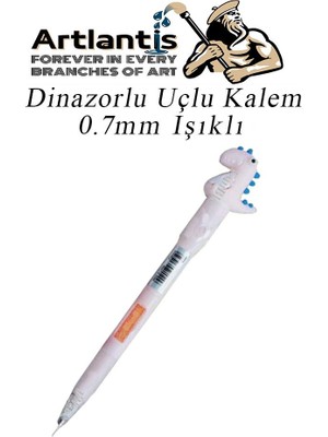Artlantis Işıklı Dinazor Uçlu Kalem 0.7 1 Adet Dinazor Başlıklı Versatil Kalem Süslü Silikonlu Hediyelik Kalem
