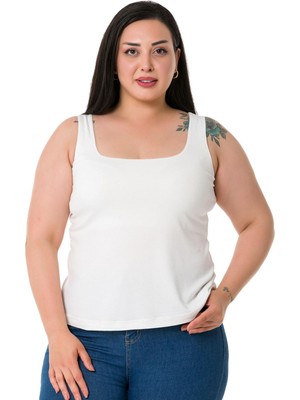 Disentis Modest Büyük Beden Askılı Yarım Astarlı Viskon Ekru Body