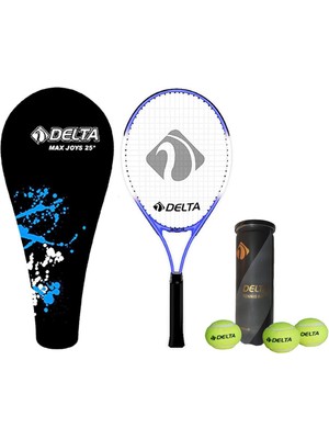 Delta Max Joys 25 İnç Çocuk Tenis Raketi + Çantası + Vakumlu Tüpte 3 Adet Tenis Maç Topu Seti
