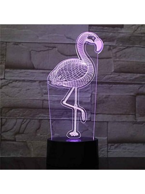 Fybang 3D Gece Lambası Flamingo Illusion LED Lamba 16 Renk Aydınlatma Işık Süslemeleri Komidin Çocuk Odası Için Gece Işıkları, Doğum Günü Hediyesi (Yurt Dışından)