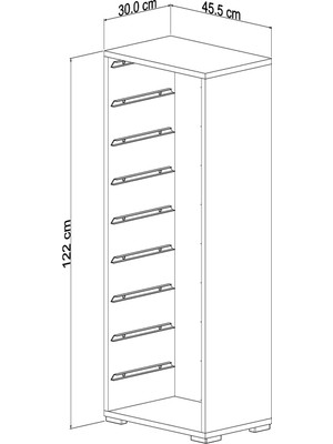 Pratico Mobilya Pratico 9 Sepetli Dolap Çok Amaçlı Dolap 125 cm