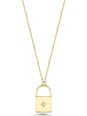 Hems Jewellery Minimal Taşlı Kilit Kolye