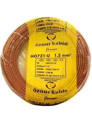 Öznur Nhxmh Yanmaz Kablo Öznur 1,5 Luk 100 Metre
