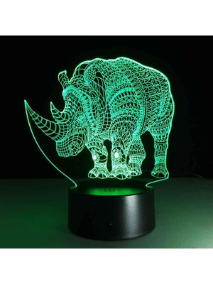 Fybang 3D Optik Illüzyon LED Lamba Hayvan Inek Gece Lambası, USB Powered 16 Renk Yanıp Sönen Dokunmatik Anahtar Çocuklar Için Yatak Odası Dekorasyon Aydınlatma Yenilik Noel Doğum Günü Hed (Yurt Dışından)