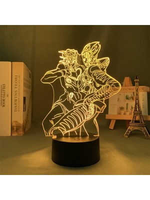 Fybang Anime Gece Lambası 3D Giorno Giovanna ve Altın Deneyimi Havalı Model Akrilik LED Illüzyon Lambası Uzaktan/dokunmatik Çok Renkli Kısılabilir USB Başucu Uyku Lambası Çocuklar Doğum G (Yurt Dışından)