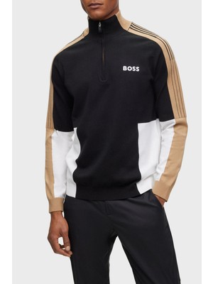 Boss Pamuklu Regular Fit Yarım Fermuarlı Dik Yaka Kazak Erkek Kazak 50493769 001