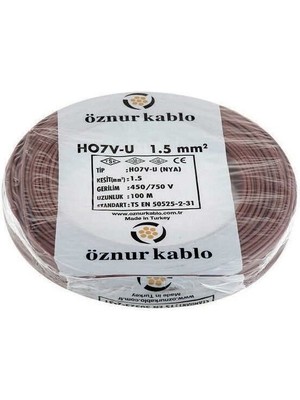 Öznur Nya Kablo Öznur 1,5 Luk Kahve Rengi 100 Metre