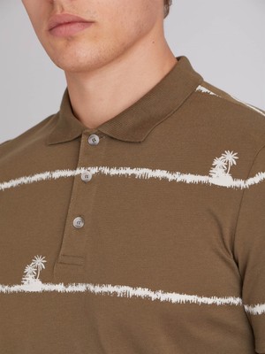 Dufy Haki Erkek Slim Fit Bisiklet Yaka Tshirt