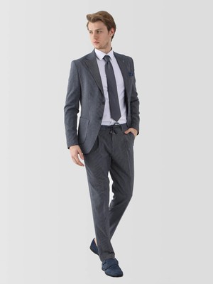 Dufy Lacivert Erkek Slim Fit Mono Yaka Takım Elbise