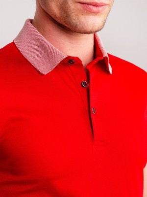 Dufy Kırmızı Erkek Slim Fit Polo Yaka Tshirt