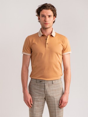 Dufy Camel Erkek Slim Fit Polo Yaka Tshirt