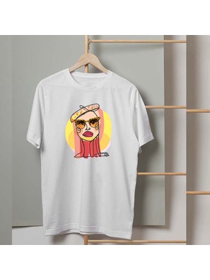 Mor Mürekkep Tatil Konsept Tasarım Baskılı Kadın Tshirt