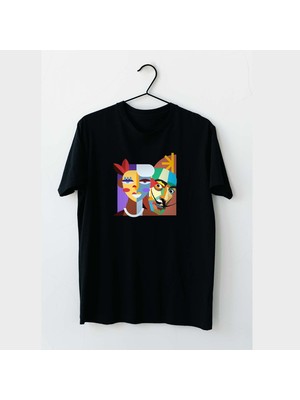 Mor Mürekkep Salvador Dali Tasarım Baskılı Kadın Tshirt