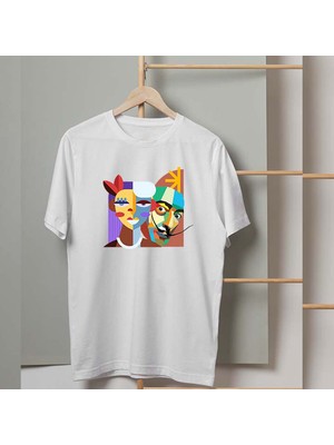 Mor Mürekkep Salvador Dali Tasarım Baskılı Kadın Tshirt