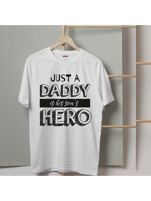 Mor Mürekkep Son's Daddy Baskılı Babalar Günü Erkek Tshirt