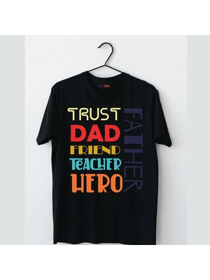 Mor Mürekkep Father Baskılı Babalar Günü Erkek Tshirt