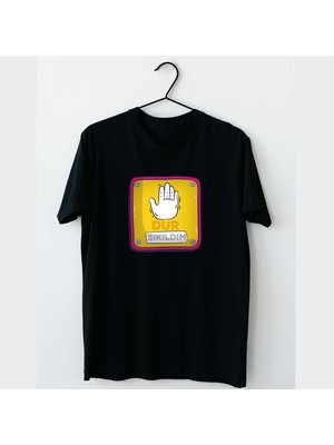 Mor Mürekkep Dur Sıkıldım Tasarım Baskılı Kadın Tshirt