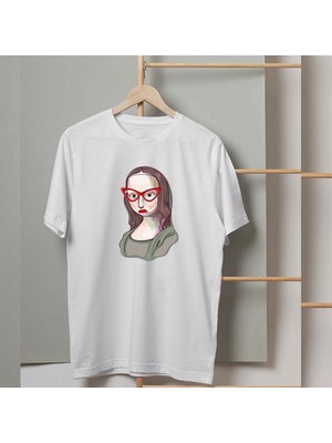Mor Mürekkep Monarıza Tasarım Baskılı Erkek Tshirt