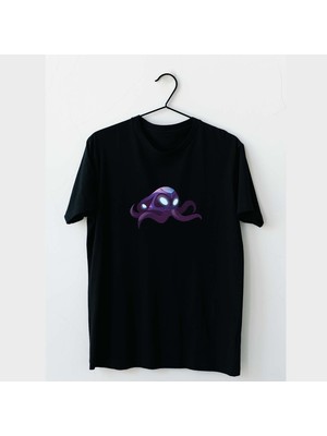 Mor Mürekkep Mor Ahtapot Tasarım Baskılı Kadın Tshirt