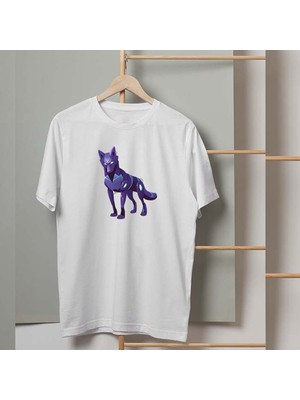 Mor Mürekkep Mor Kurt Tasarım Baskılı Kadın Tshirt