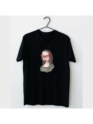 Mor Mürekkep Monarıza Tasarım Baskılı Erkek Tshirt