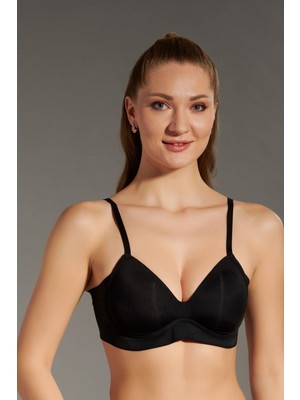 C&city Siyah Balensiz Lazer Dikişsiz Kaplı Sütyen C26115 Konforlu Tasarım ile Gün Boyu Destek