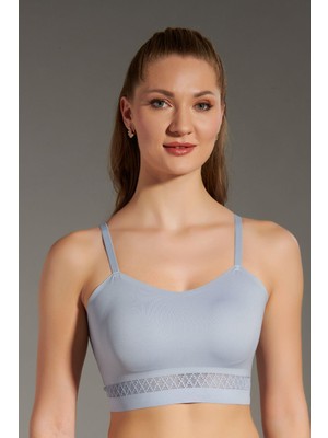 C&city Balensiz Dikişsiz Lazer Çıkarılabilir Pedli Sütyen C26135 Açık Mavi
