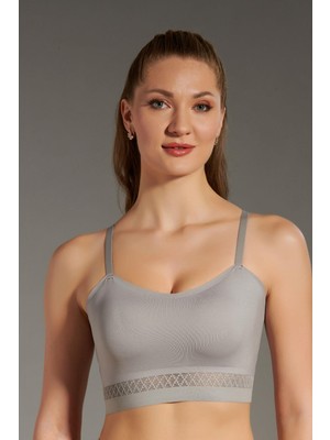 C&city Balensiz Dikişsiz Lazer Çıkarılabilir Pedli Sütyen C26135 Açık Gri